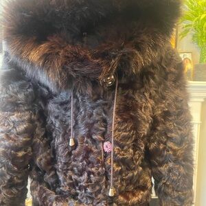 Luxurious Black Fur Hooded Jacket